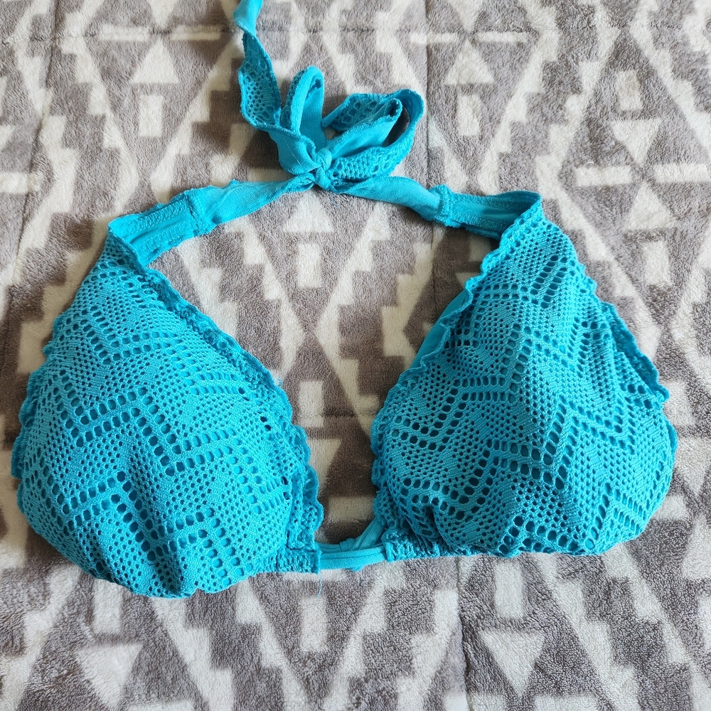 Blue Crochet Bikini Top